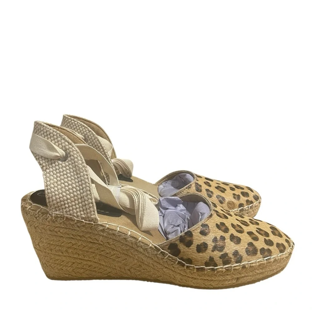 Coconuts Matisse Brown Tan Espadrille Lace Up Wedge Resort Sandals sz 9M NIB